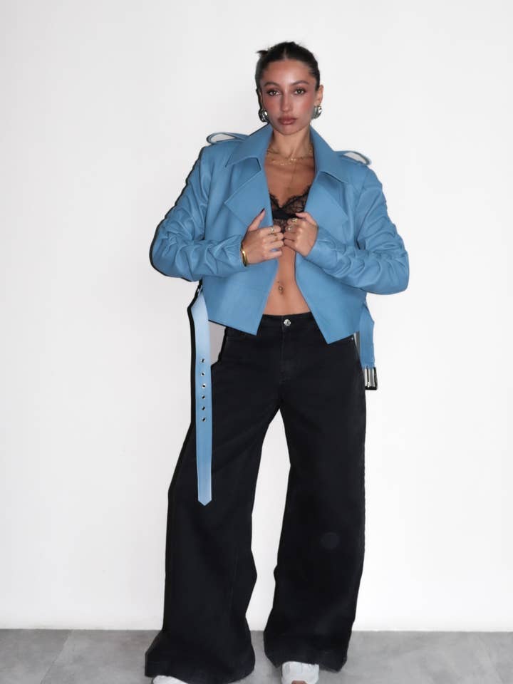 Giacca in pelle con smock per la vendita all'ingrosso da parte di Rocky Rafaela