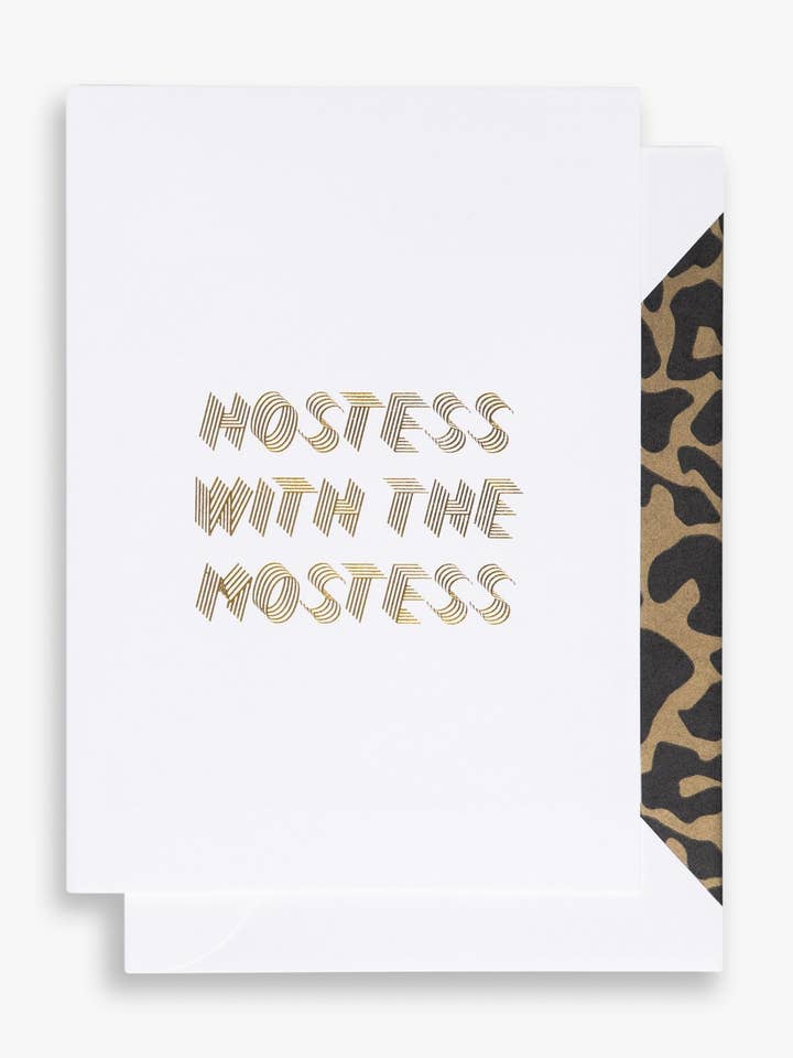 Hostess with the mostess - vitt gratulationskort A6 för wholesale av Cardsome
