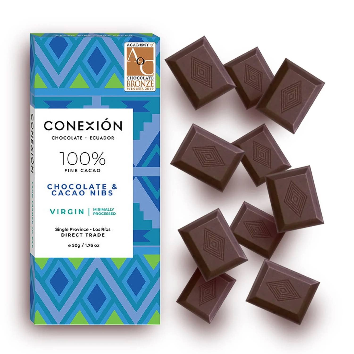 Conexión Chocolate – wholesale Chocolate bar –  *Heirloom Raw 100% with Cacao Nibs 2