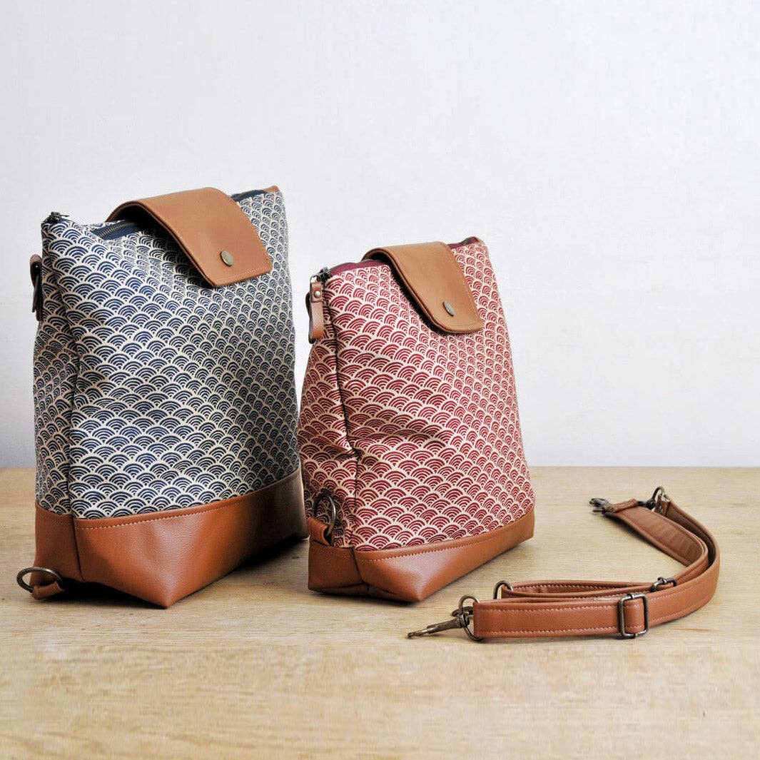 Lauren Holloway - Wholesale Backpack - Women's - Willow Convertible Backpack - Red Japanese Wave7