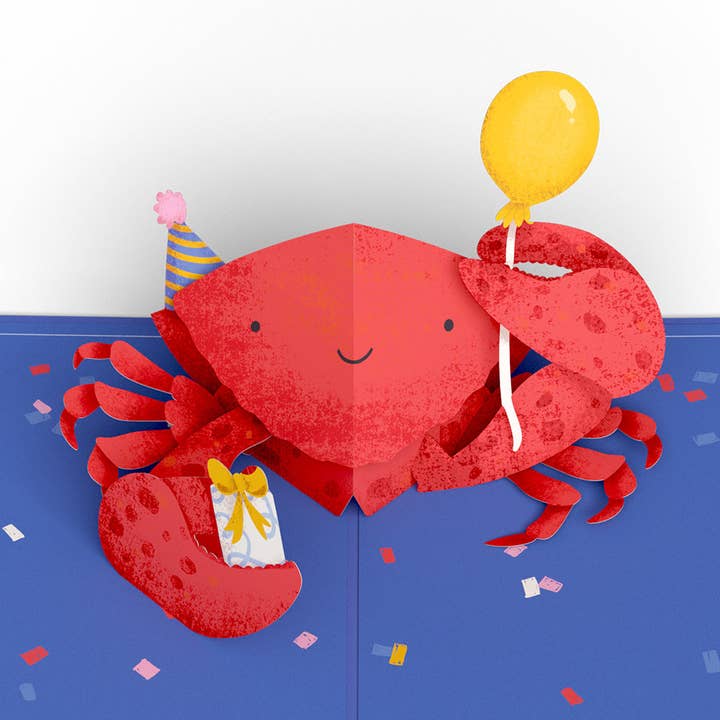 Snappy Birthday Crab Pop-Up Card 5x7" for wholesale by Lovepop Cards
