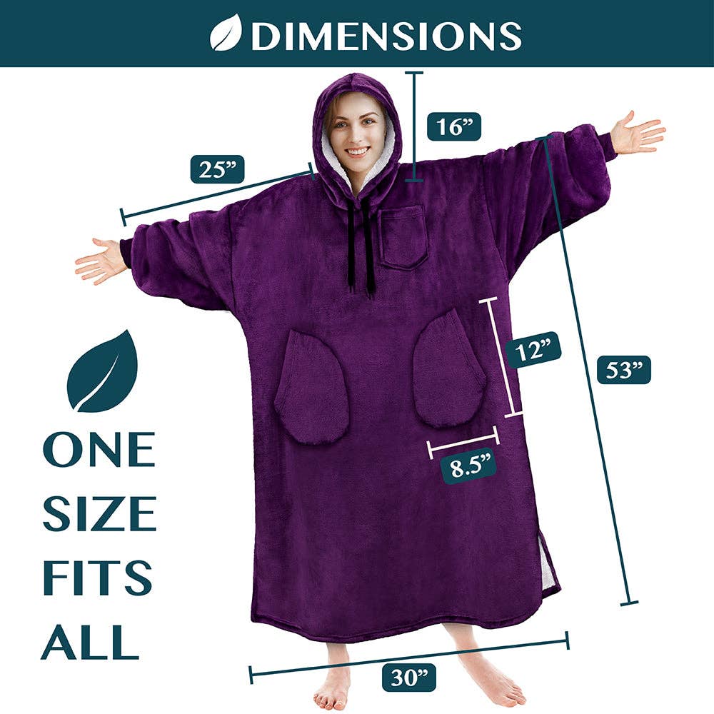 Pavilia - Wholesale Hoodie - Women's - Chest Pocket Sherpa Hoodie Blanket - Patch Pocket (Regular / Long)141