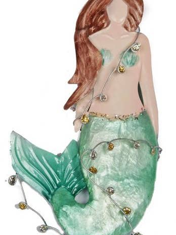 Metal & Capiz Aqua Mermaid Ornament for wholesale by Bamboo Source Tropical Decor