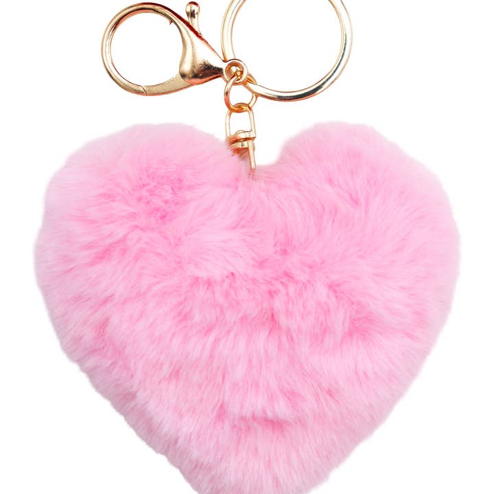 ASSORTED Warm Heart Fuzzy Faux Fur Pom Pom Key Chain for wholesale on Faire3