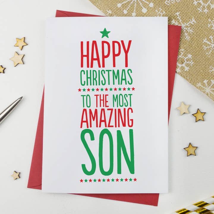 Amazing Son Christmas Card for wholesale by A is for Alphabet Ltd