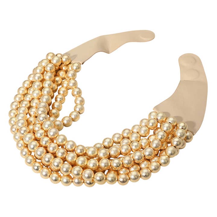 Sensibling Corp. - Wholesale Beaded/Pearl Necklace - Chunky Textured Ball Beaded Multi Layered Faux Leather Magnetic Necklace1