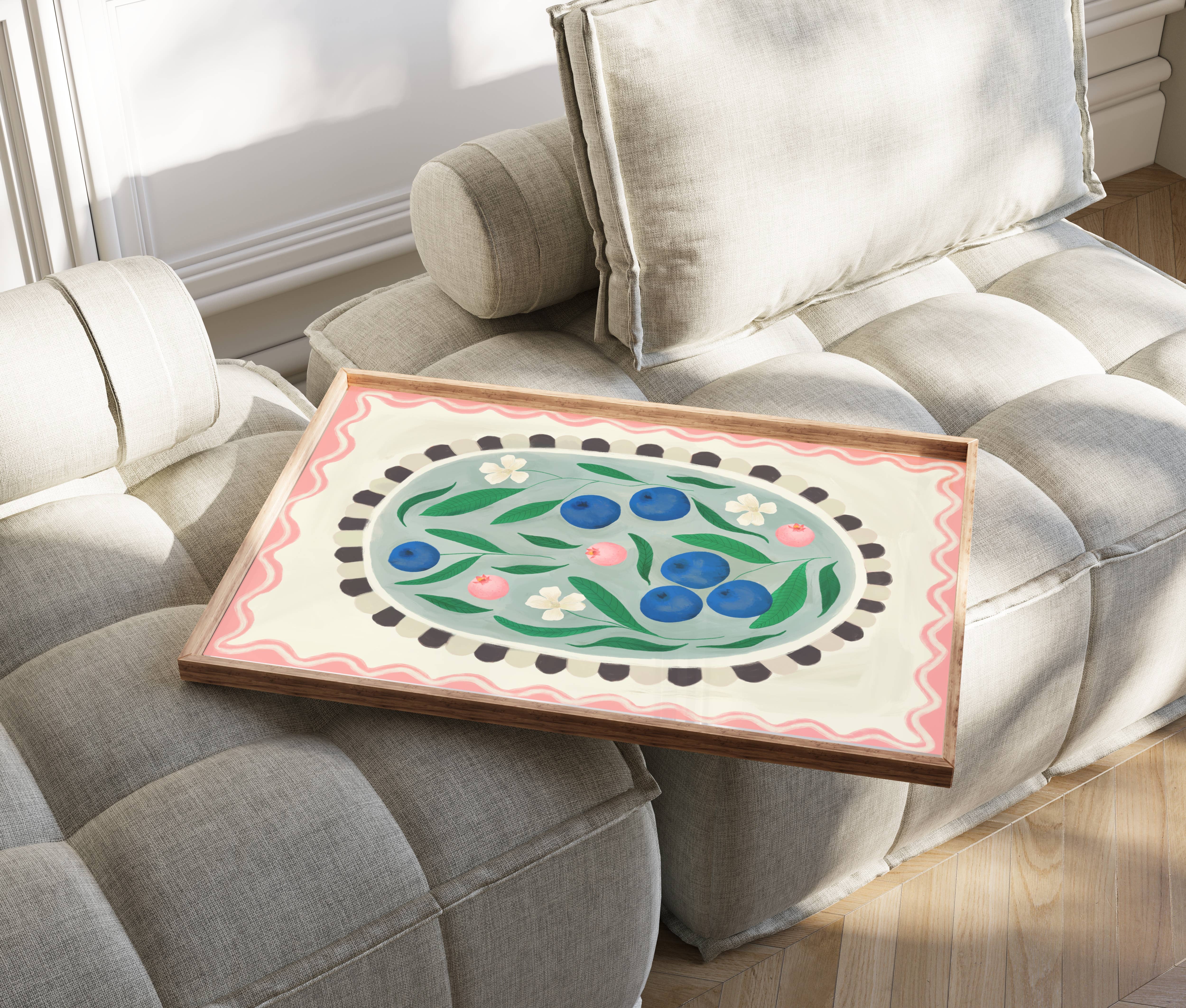 Kate Fox Design - Wholesale Kunstprint - Blauwe bes met rand, kunstafdruk voor in de keuken, kleurrijk7