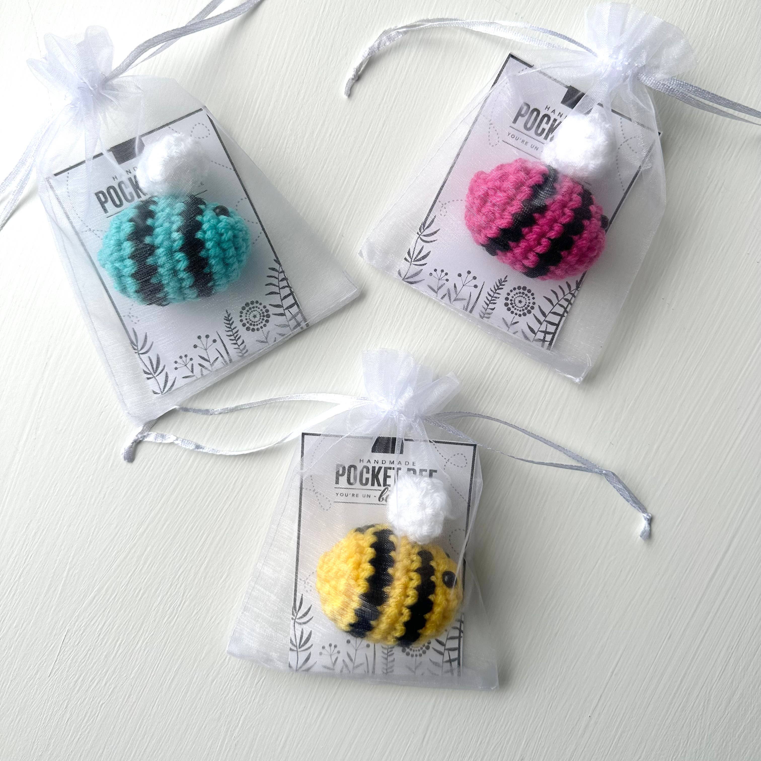 Crochet Happens - Wholesale Stuffed/Plush Toy - Kids & Baby - Pocket Bees - Set of 6 - Made to Order2