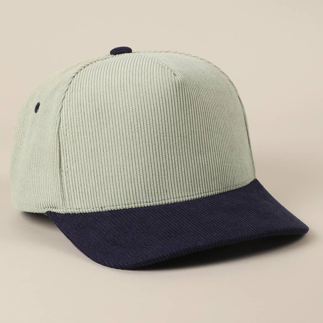 Fashion City - Wholesale Baseball Cap - Unisex - Plain Two Tone Corduroy 5 Panel Trucker Hat33