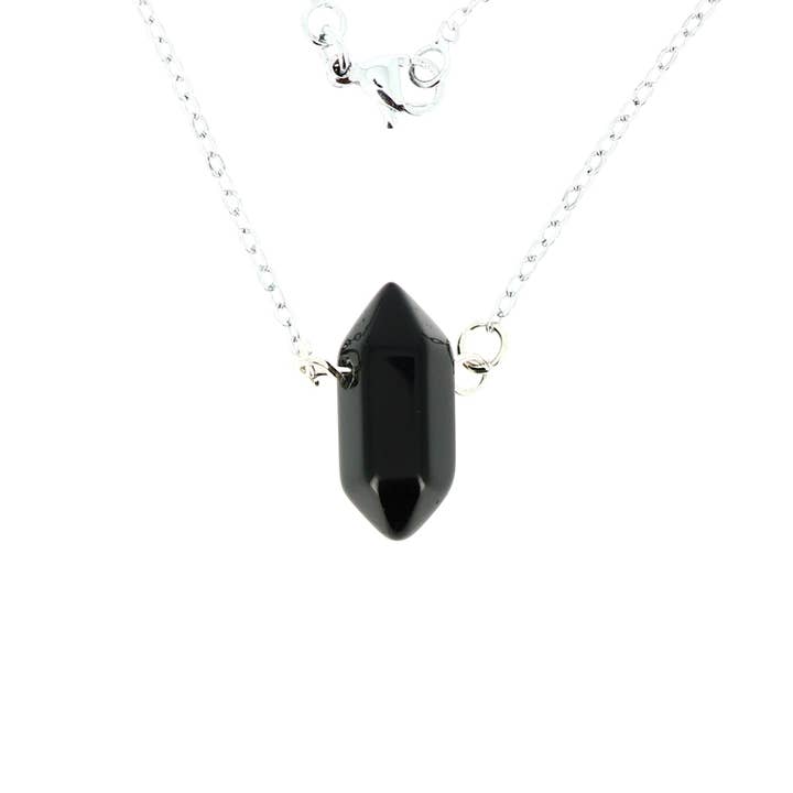 Artisans de Madagascar - Wholesale Pendant/Charm Necklace - Black Onyx Biterminated Point Necklace