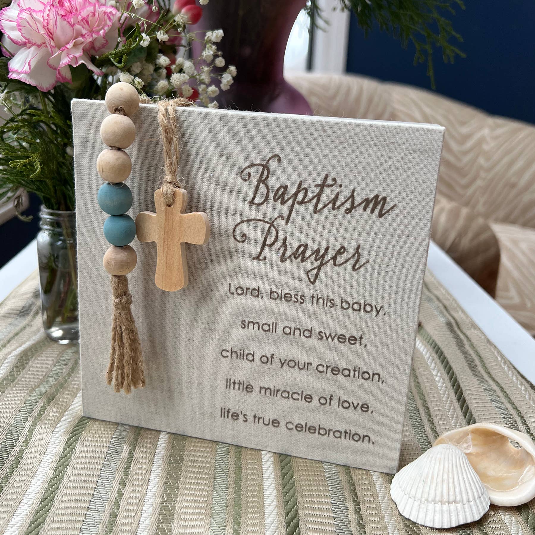Abbey + CA Gift - Wholesale Plaque - Blue Baptism Prayer Fabric Plaque5
