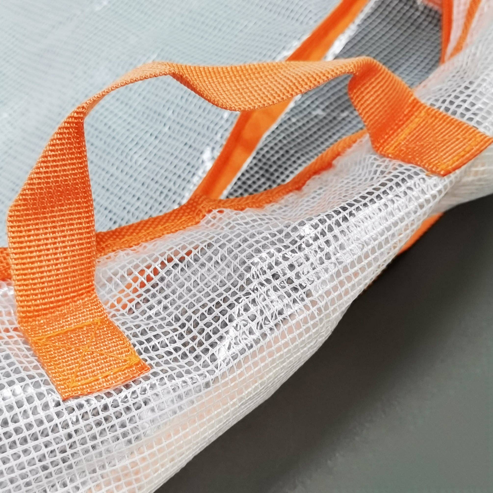 FIXTUREDISPLAYS - Wholesale Storage Bag - Clothes Storage Bags Clear Grid PVC and Orange Zipper Edge Sweater Storage Bags 220097