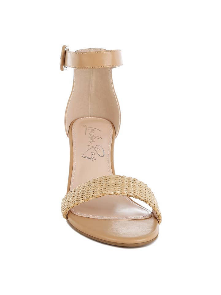 Naturel Sandales à talons chaton en raphia Rano en vente sur Faire4