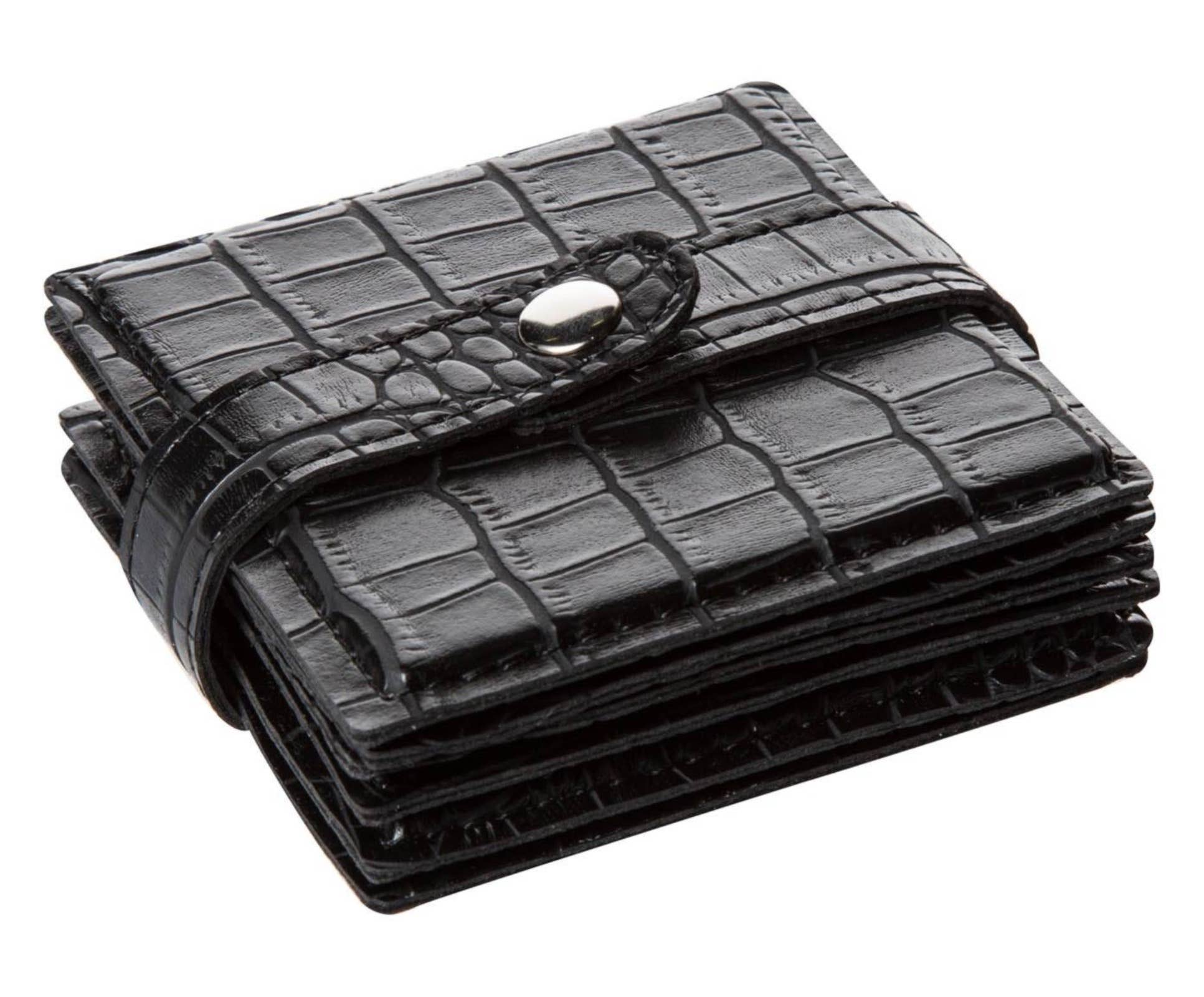 Signature Home Collection GmbH – wholesale Coasters – Set of 6 crocodile black faux leather glass coasters4