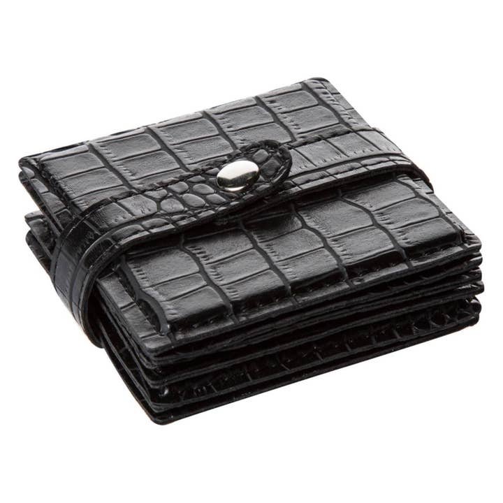 Signature Home Collection GmbH – wholesale Coasters – Set of 6 crocodile black faux leather glass coasters4