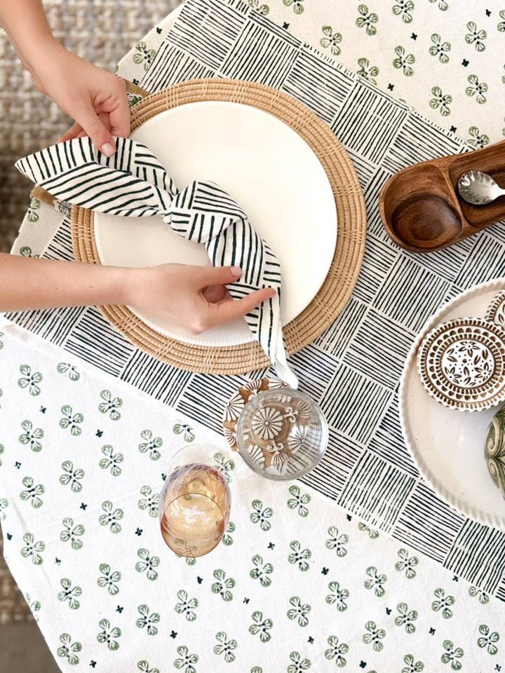 Table Runner (Ivory) - Striped, Midnight for wholesale by Mended