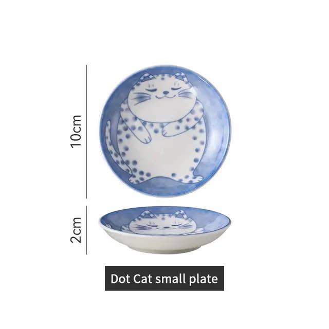 Homerely (We Cover All Import Duties) - Wholesale Dinner Plate - Japanese Style Cat Pattern Ceramic Dish Plate3