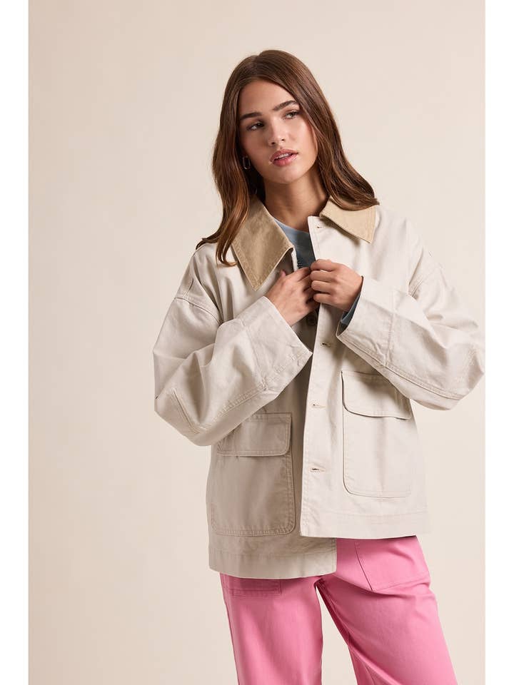 VESTE DE GRANGE À COL CONTRASTÉ / WL25-12472 pour la vente par Wishlist Apparel