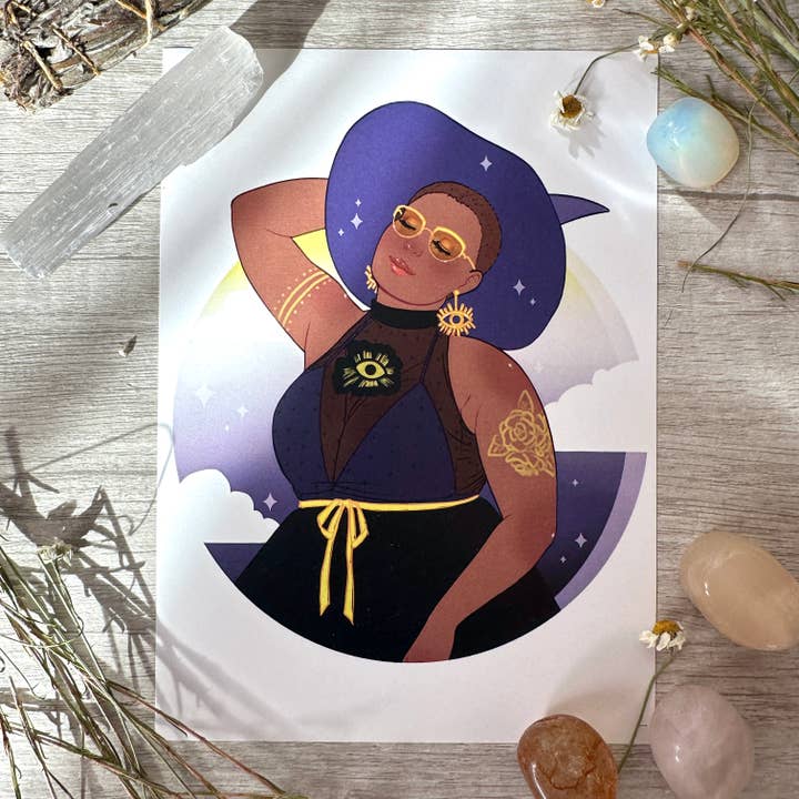 Nonbinary Pride Witch Art Print - 8x10" and 5x7" for wholesale by Rainbow Coven Designs