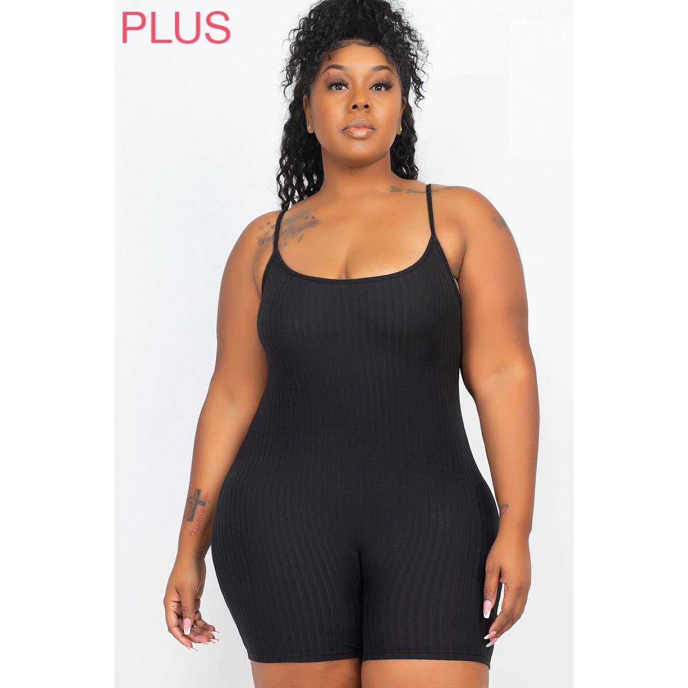 UP CLOTHING - Wholesale Romper - Women's - PLUS SIZE RIBBED BODYCON ROMPER9