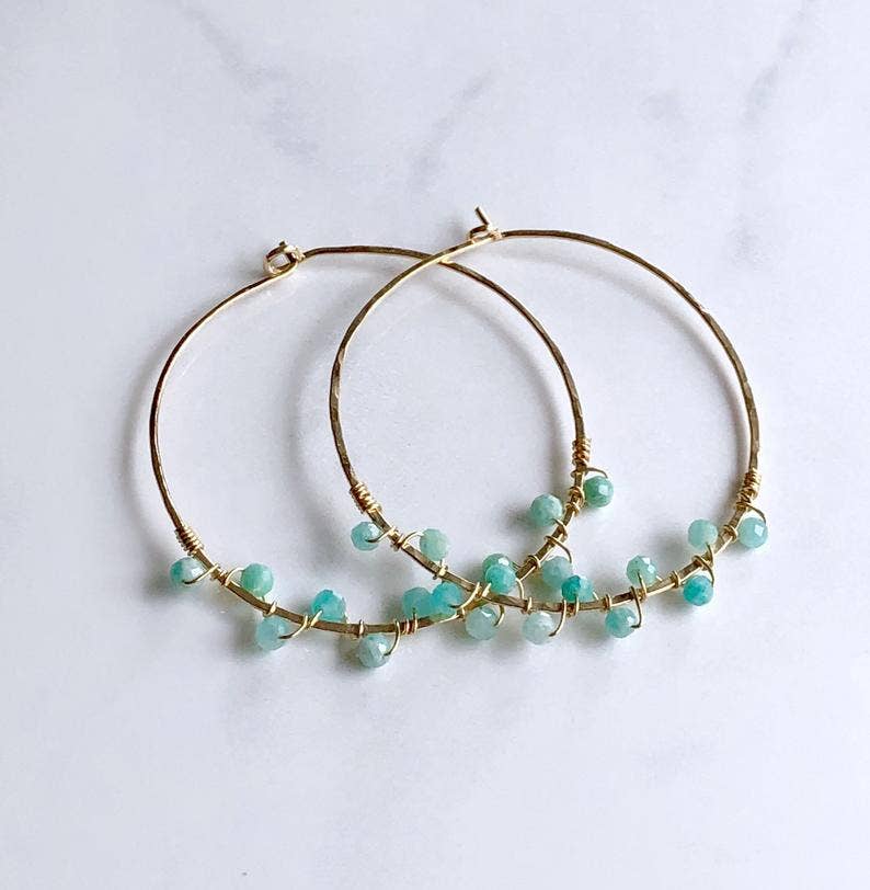 Bonnie Boardman Jewelry - Wholesale Hoop Earrings - Amazonite Hoop Earrings1
