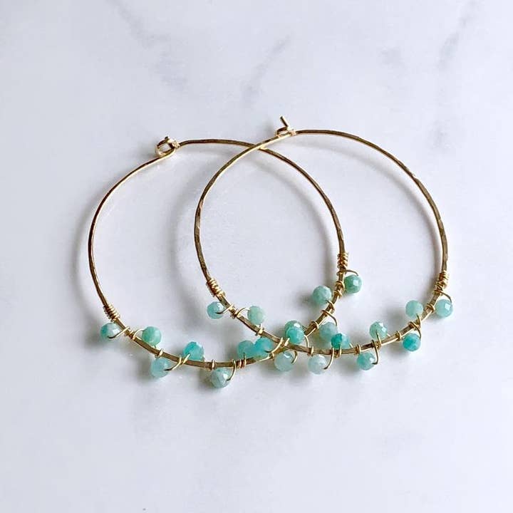 Bonnie Boardman Jewelry – wholesale Hoop earrings – Amazonite Hoop Earrings1