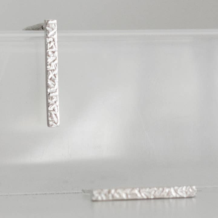 Fawn And Rose - Wholesale Stud/Post Earrings - Textured Bar Studs0