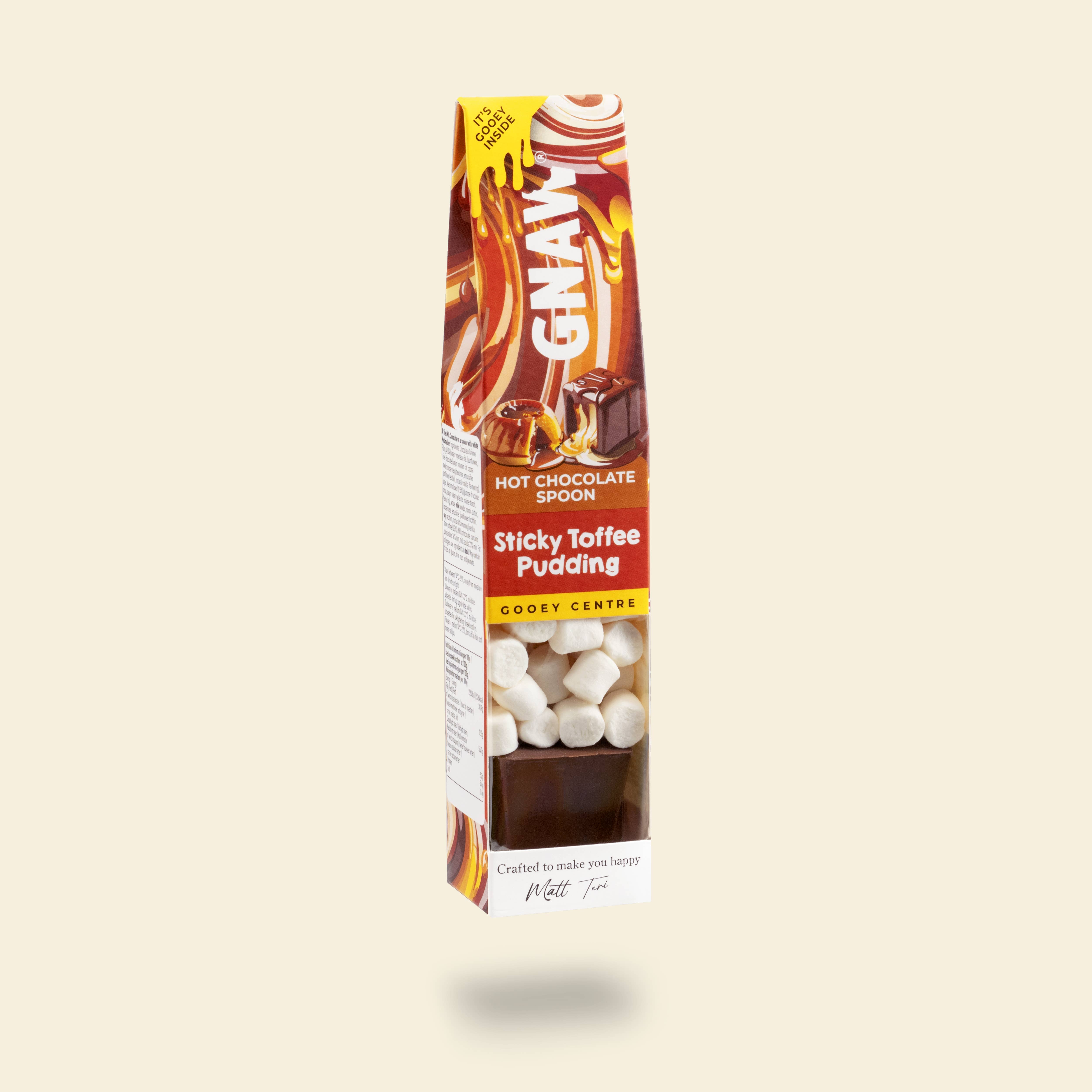 GNAW Chocolate – wholesale Hot cocoa spoon – Sticky Toffee Pudding - Soft Centre Hot Chocolate Spoon3