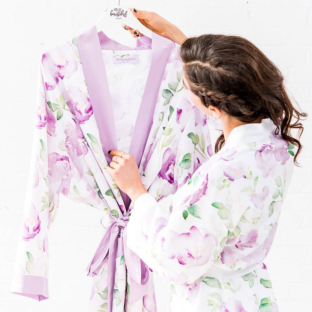 Weddingstar Inc. - Wholesale Robe - Women's - Women's Floral Satin Robe With Pockets - 4 Colors9