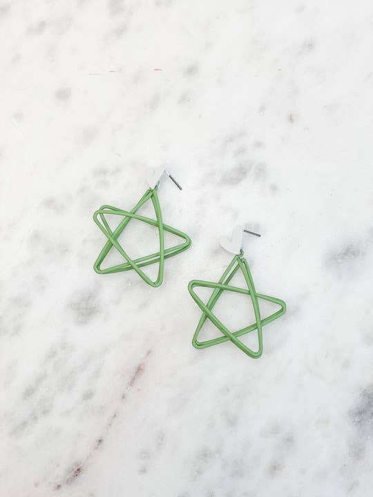 Prep Obsessed Wholesale - Wholesale Dangle Earrings - Open Star Matte Dangle Earrings5
