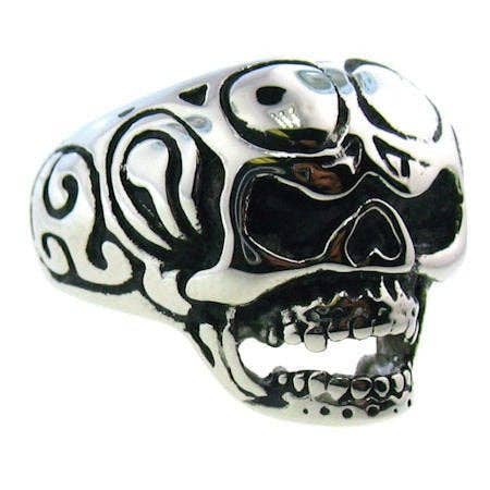 'Vintage Biker' Schedelring (041) voor wholesale door SkullJewelry.com
