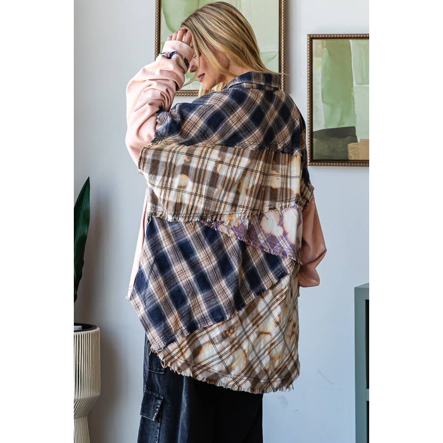 Oli&Hali - Wholesale Shirt - Women's - BLEACH DETAIL BUTTON PLACKET MIX MEDIA SHIRT9