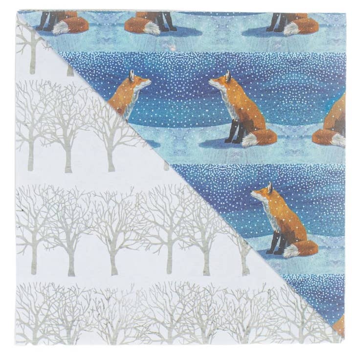 Wrappily Eco Gift Wrap Co. - Wholesale Flat Wrap - Fox Moment  • Double-Sided Eco Wrapping Paper • Holiday