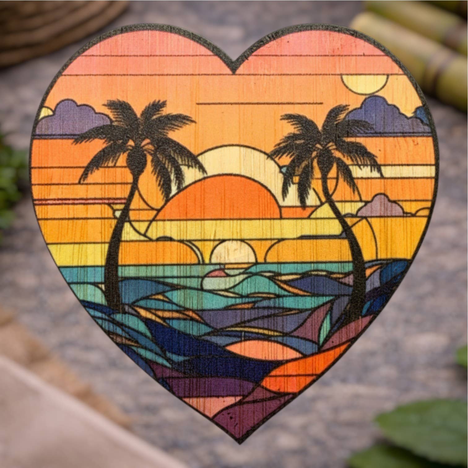Bamboo Wood Stickers - Wholesale Sticker - Heart Paradise0