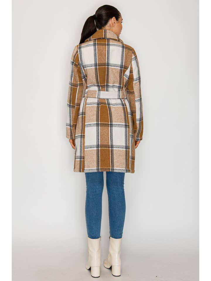 PATRONCITO USA INTERNATIONAL, INC - Wholesale Coat - Women's - Women's Long Coat Plaid Jacket with belt (LJ400)7