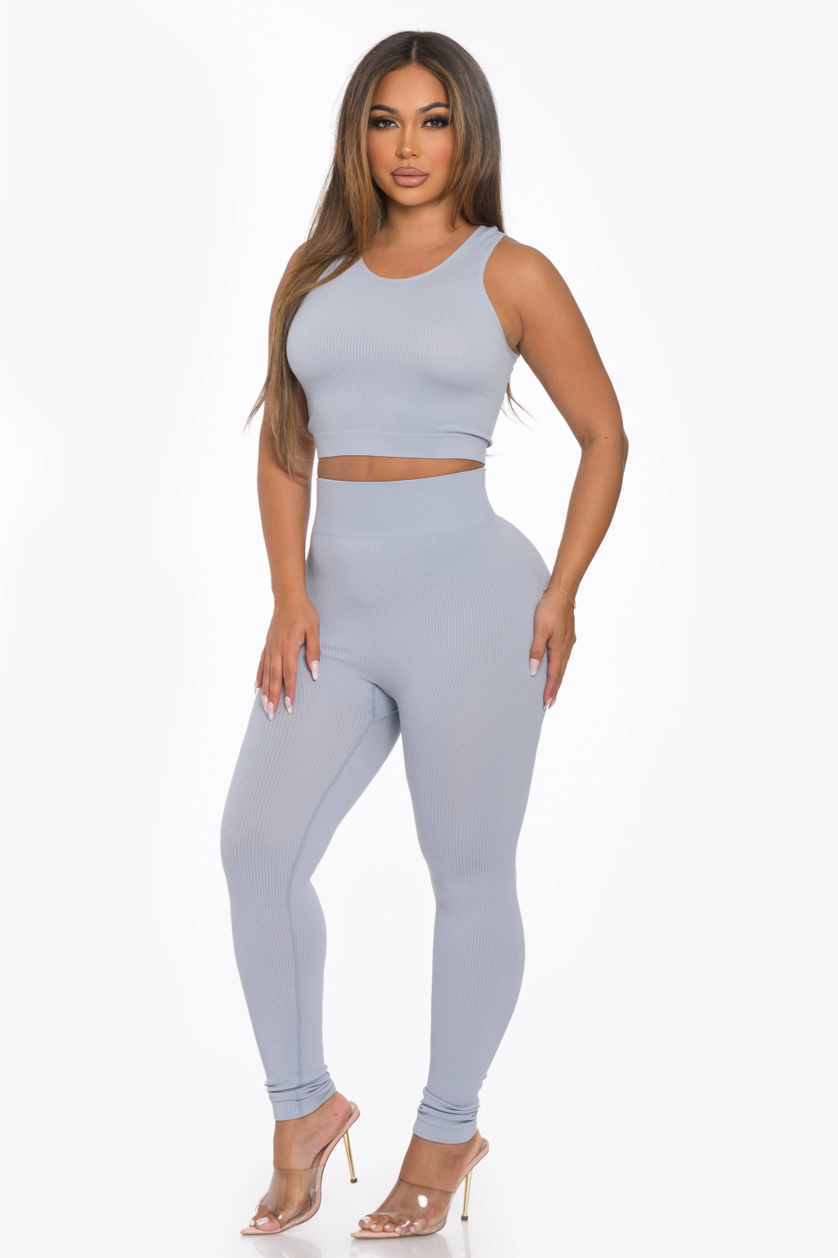 Lime All the Time - Vendita all'ingrosso Completo sportivo - Donna - Set 2 pezzi sportivo: top crop e leggings7