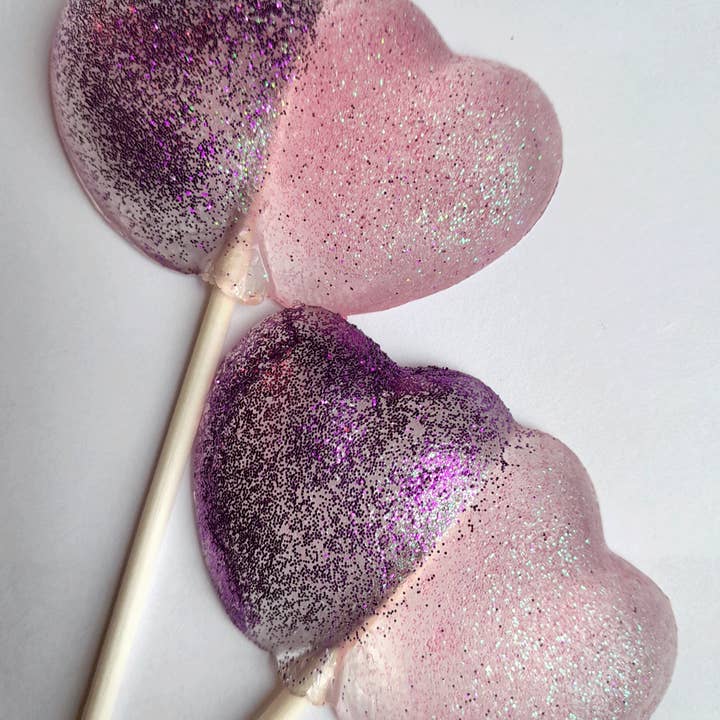Homespun Parties - Wholesale Lollipop - Pink and Purple Double Heart Lollipops - Valentine's Day