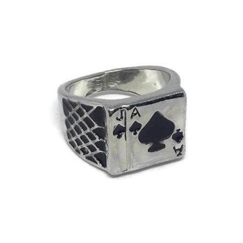 Gifts From The Crypt - Wholesale Signet Ring - Ace of Spades Playing Cards Ring | Black Signet