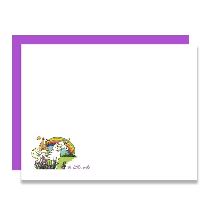 Unicorn Note Card Set – Box of 10 Flat Cards with Envelopes for wholesale by Greenwich Letterpress