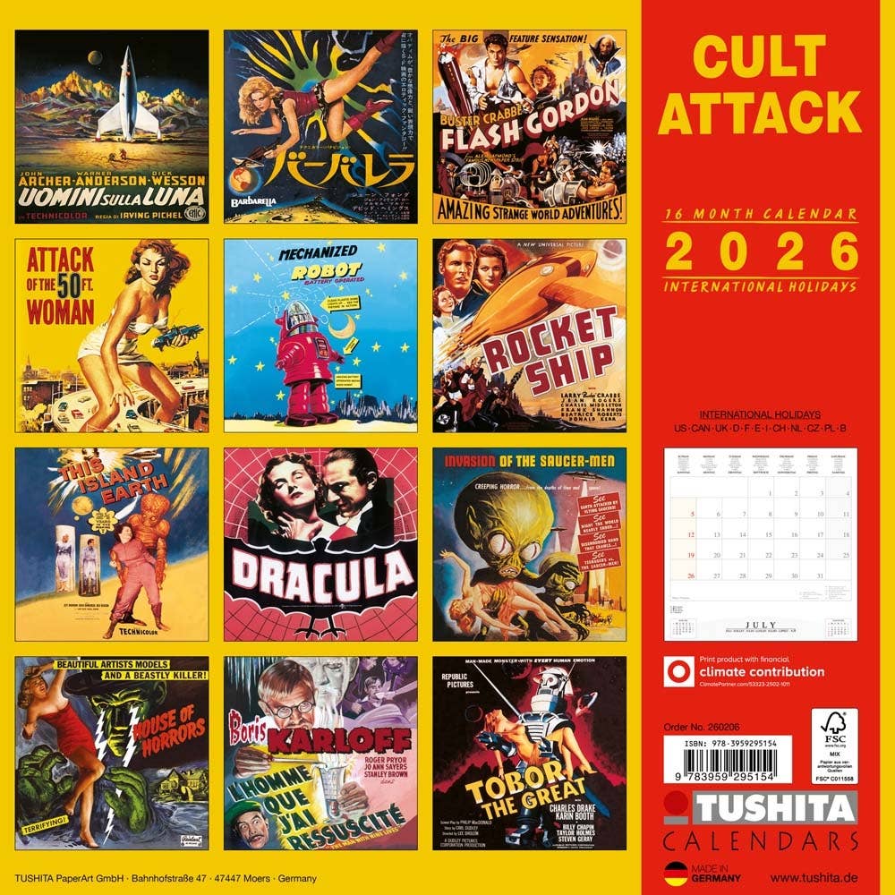 VisionWorks LLC - Wholesale Calendar - Cult Attack 2026 Wall Calendar1