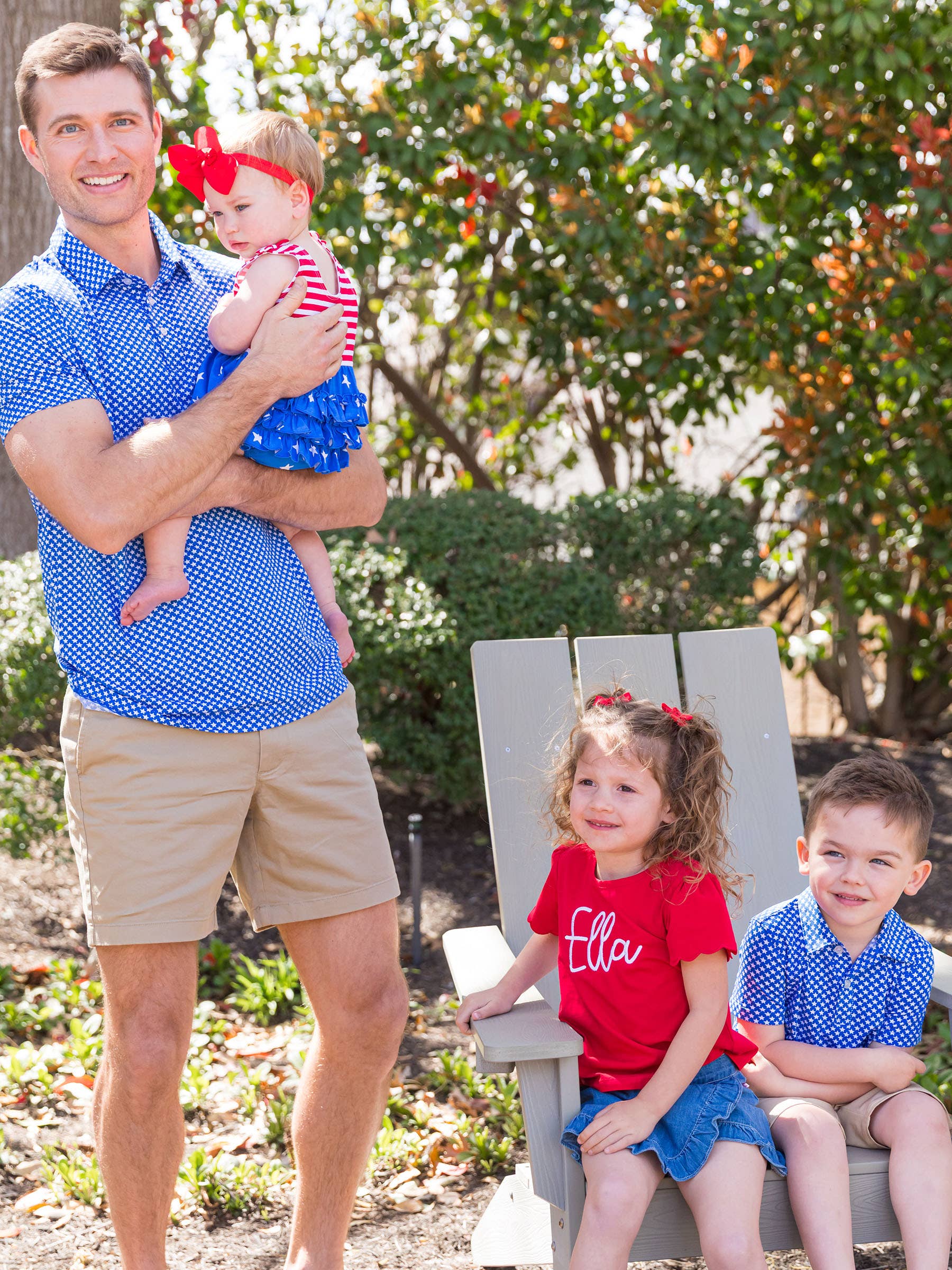 RuffleButts + RuggedButts - Wholesale Athletic Top - Men's - Men's Tiny Blue Stars Knit Short Sleeve Performance Polo4