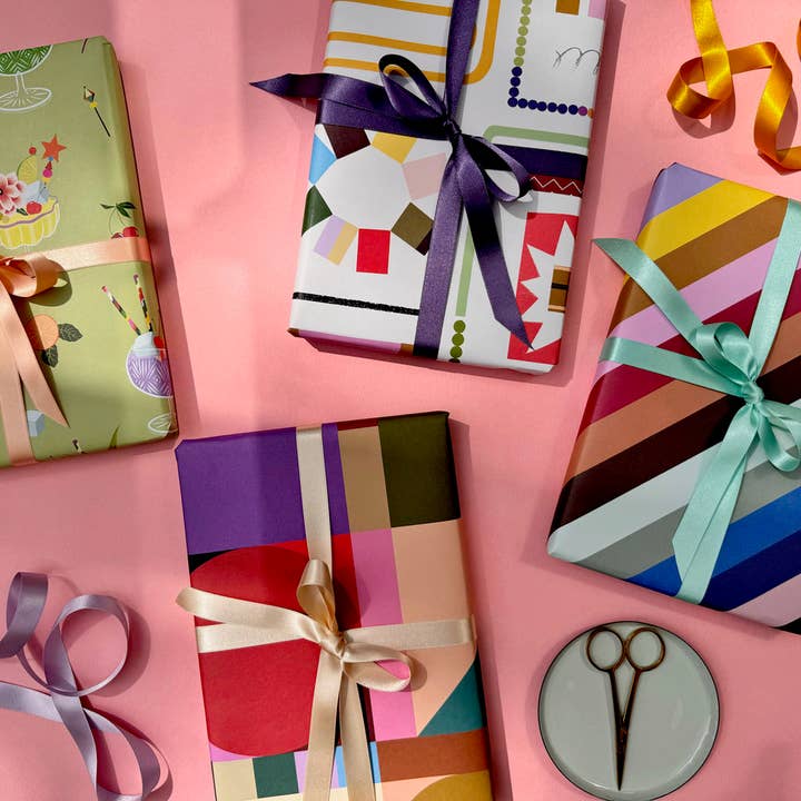 Pavilion - Wholesale Flat Wrap - Geometric Colour Blocking Graphic Art Gift Wrap GW-0143