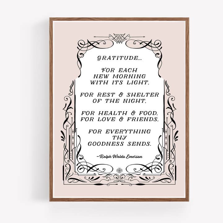 Gratitude - Emerson quote print for wholesale by Annie Bailey Art