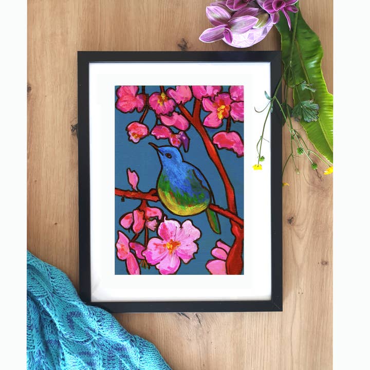 Plant Based Paintings - Wholesale Art Print - Bird in Blossom - Giclee Art Print