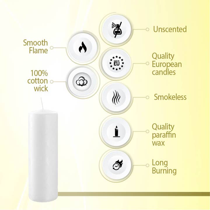 BOLSIUS - Wholesale Pillar Candle - 8 Tall Pillar Candles 3 X 10" Premium European- White