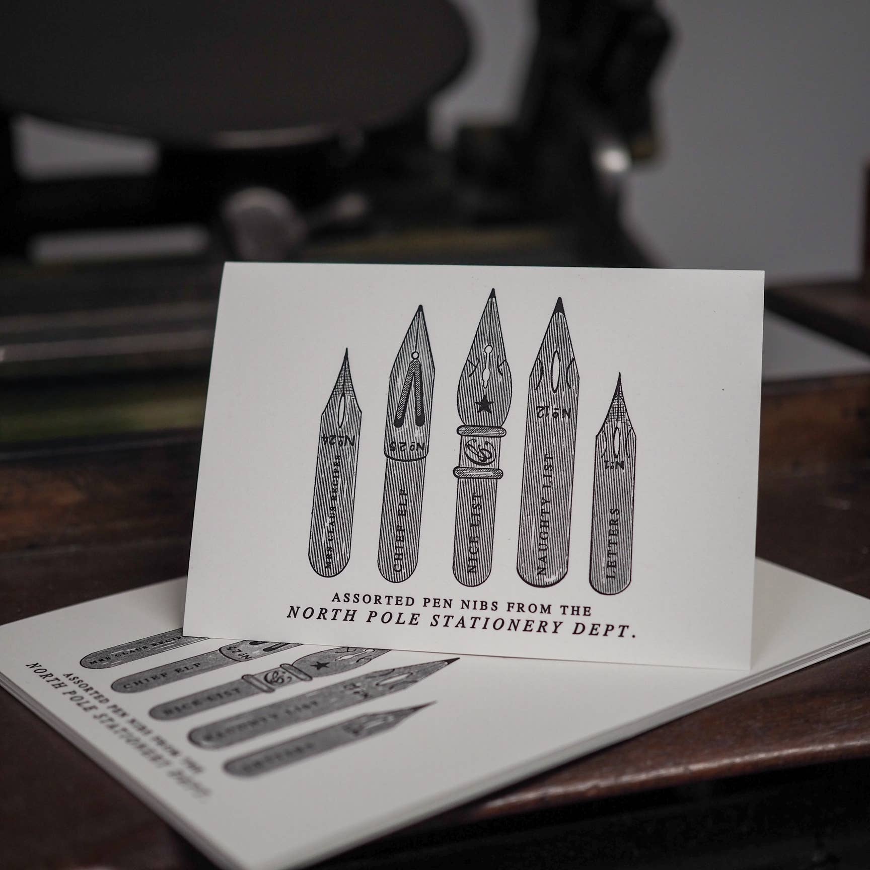 soch and co - Wholesale Christmas Card - North Pole pen nibs letterpress Christmas card1