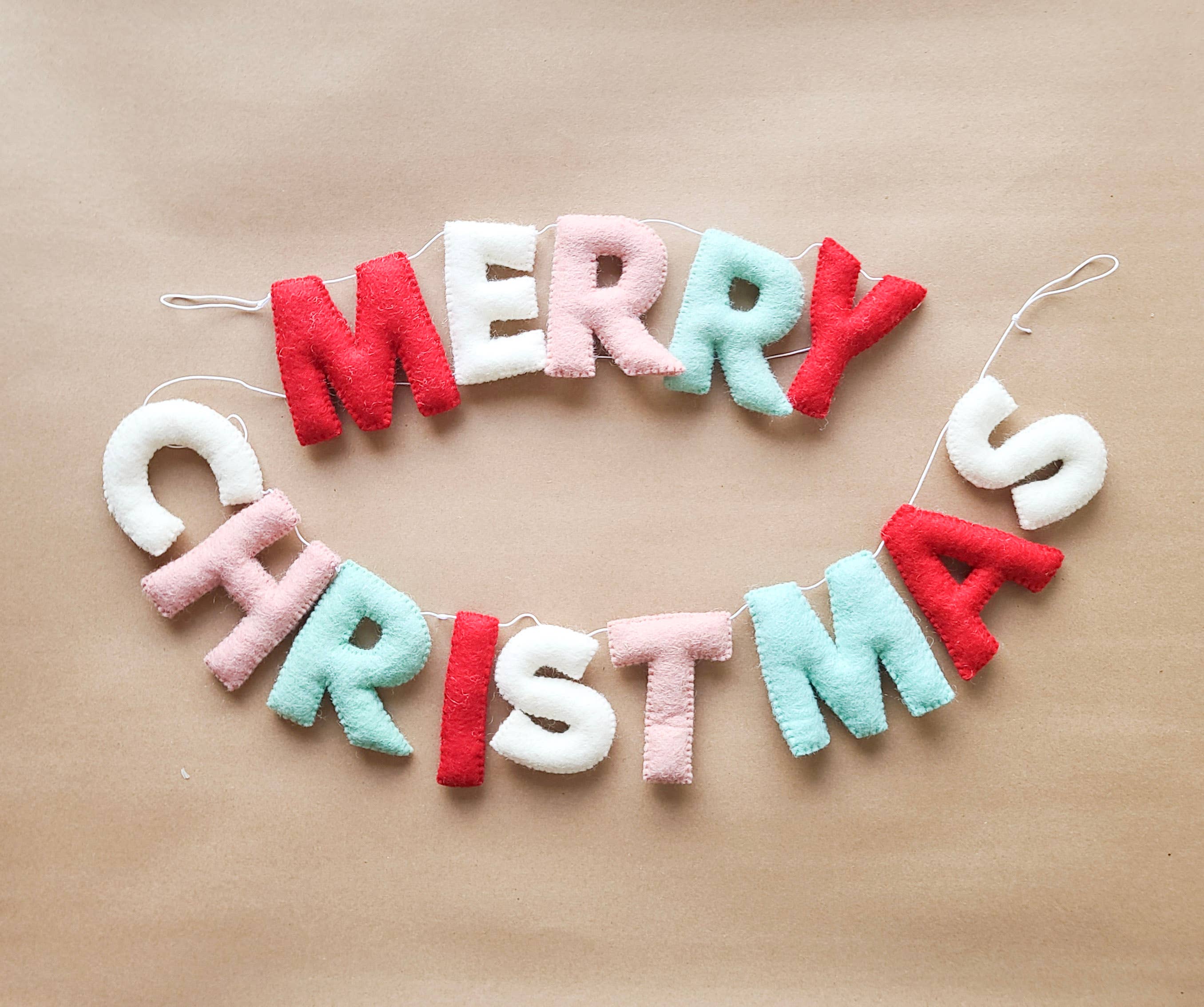 Joy Felts - Wholesale Bunting/Garland - Merry Christmas Letter Garland - Peppermint Pinwheel Palette1