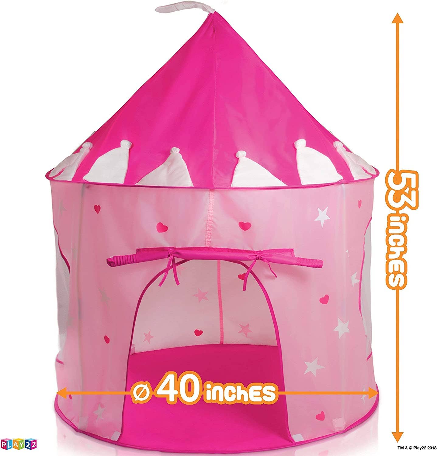 Play22 - Vendita all'ingrosso Tenda - Bambini - Tenda da Gioco Principessa Castello Rosa che Brilla al Buio con Stelle4
