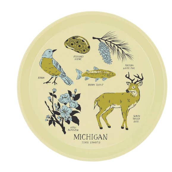 Bandeja de servir símbolos do estado de Michigan por atacado de City Bird