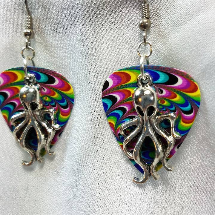 Simply Raevyn - Wholesale Dangle Earrings - Octopus Charm Guitar Pick Earrings42